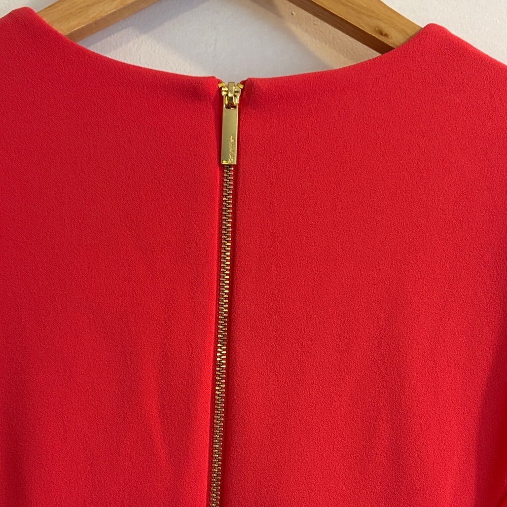 Calvin Klein Reddish Pinkish Midi Dress with Puff Sleeves - Picture 7 of 11